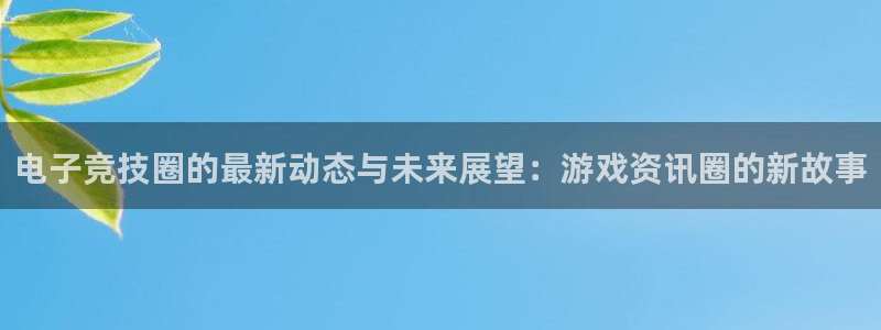 鼎点娱乐登陆：电子竞技圈的最新动态与未来展望：游戏资讯圈的新
